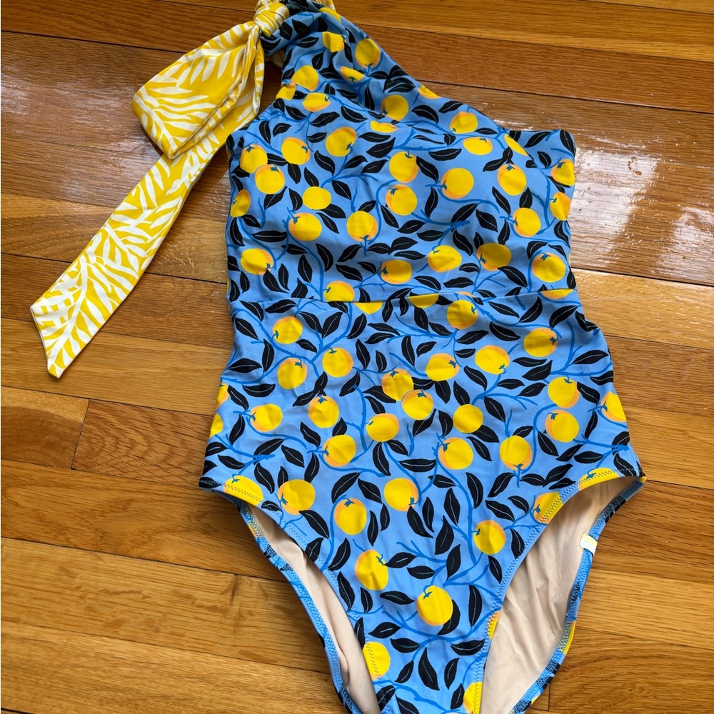 Summersalt Blue and Yellow One-Piece Swimsuit with Lemon Print